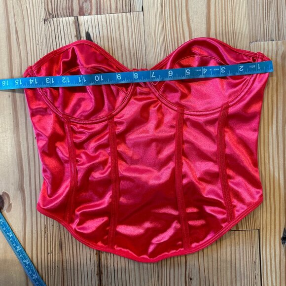 Cherry Red Strapless Boned Corset Top Size Large - Picture 4 of 5
